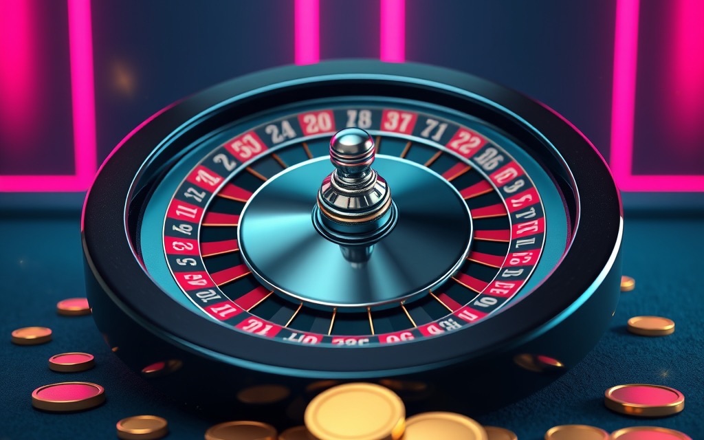 Roulette wheel spinning with a silver ball above the N555 betting layout