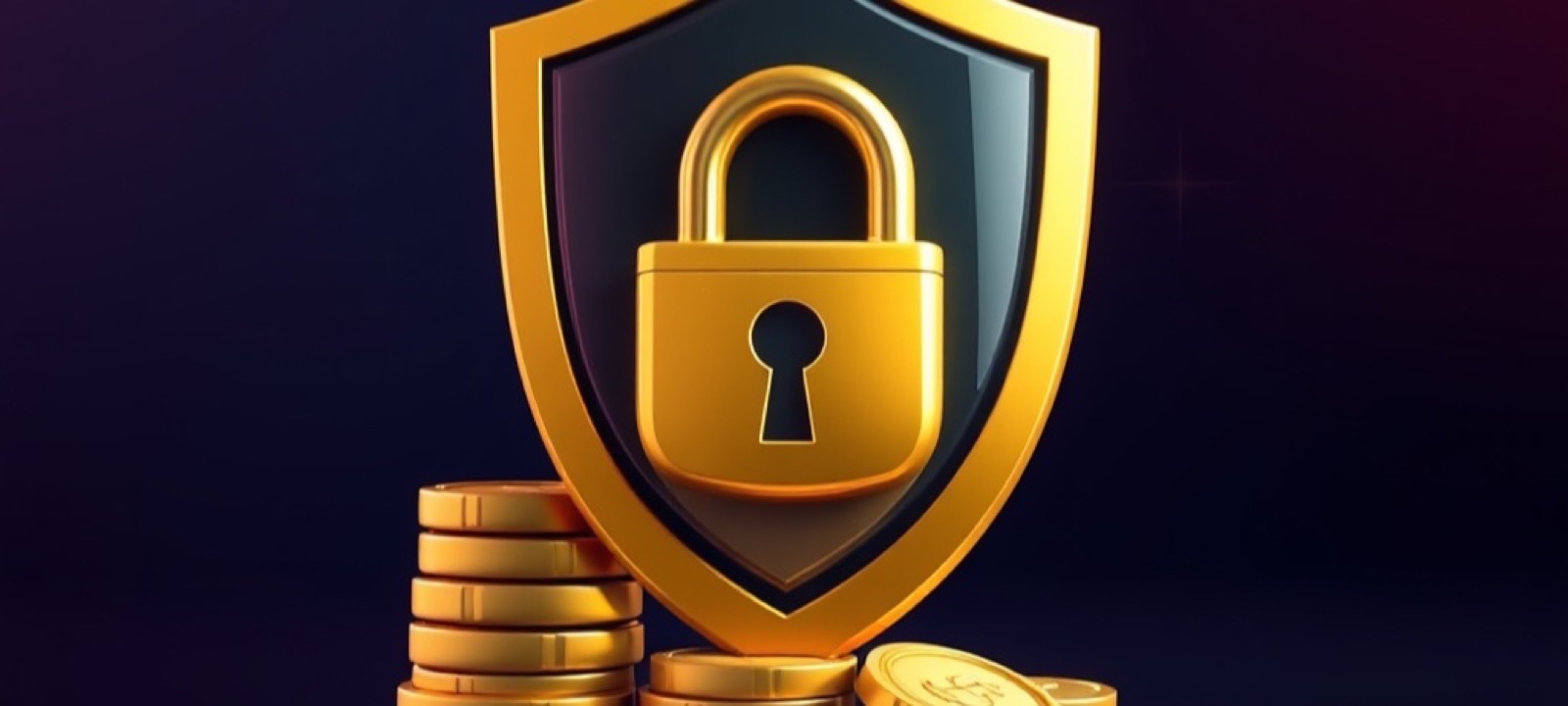 N555 about page with a golden shield and padlock over stacked coins