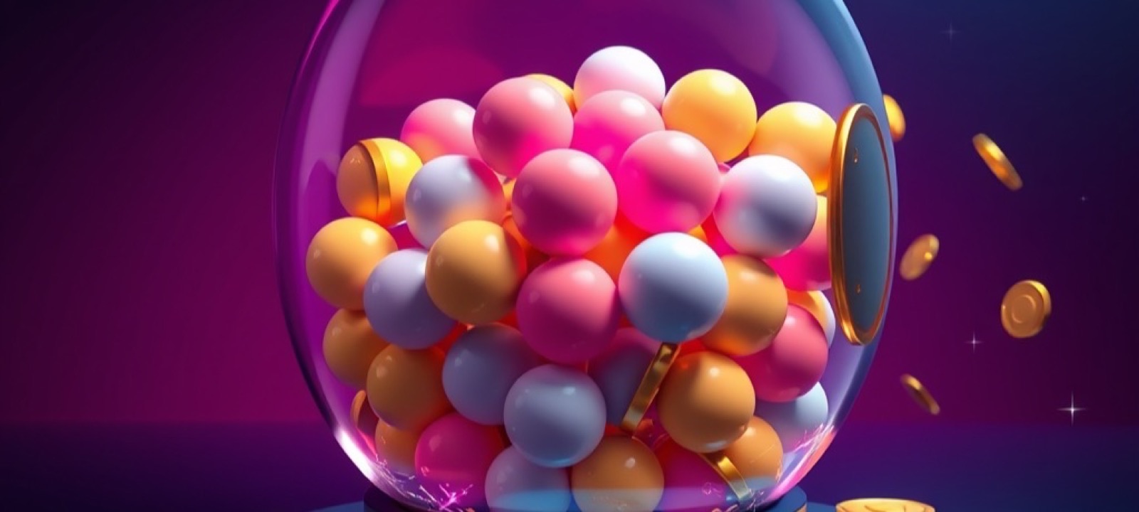 N555 Lottery page with a glass lottery drum full of glowing balls