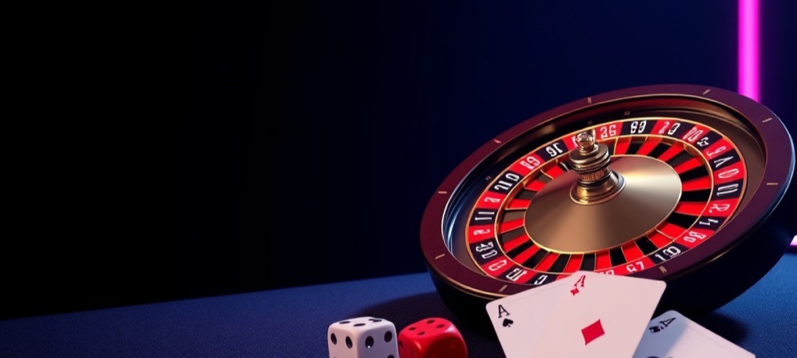 N555 Table Games page with a roulette wheel, dice and fanned cards on felt